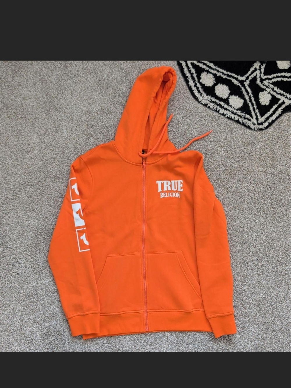 True Religion Orange Zip-Up Hoodie